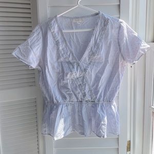 LOFT blouse in blue with stitched detail